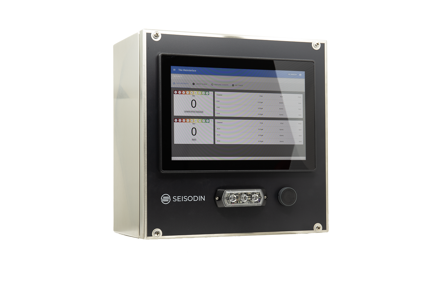 Seisodin Tilia Accelerograph Control Panel