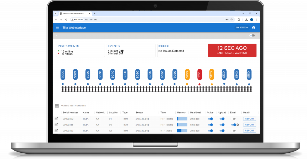 Seisodin RailQuake software solution for earthquake monitoring of railways